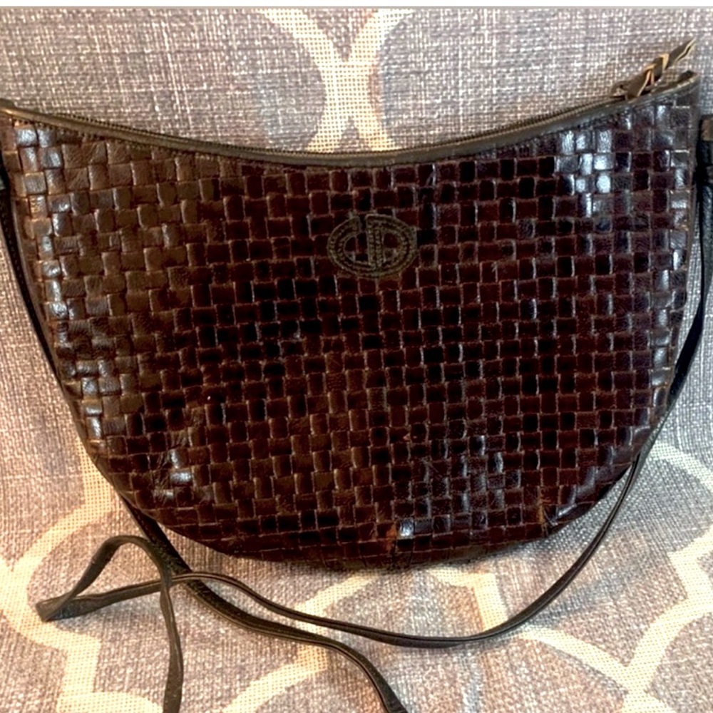 Christian Dior vintage woven leather Beauty makeup bag handbag